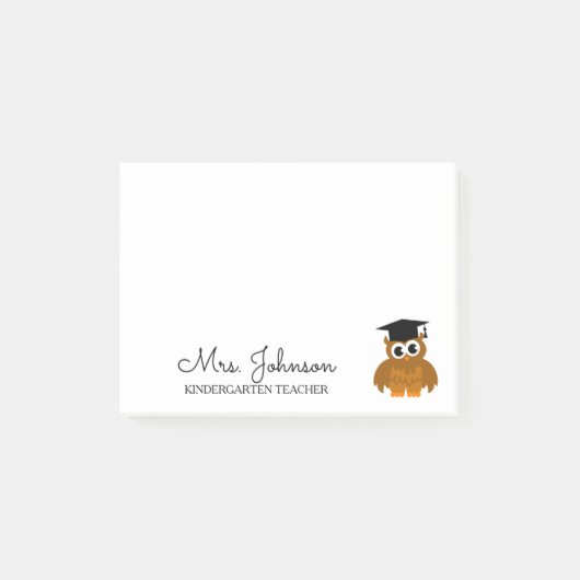 Personalisierte Kindergartenlehrerin niedliche Eul Post-it Klebezettel (Vorderseite)