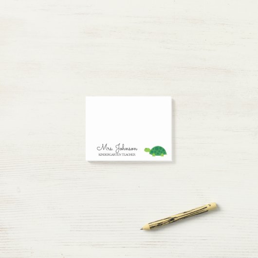 Personalisierte Kindergartenschildkröte Post-it Klebezettel (Auf Schreibtisch)