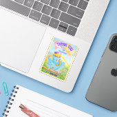 Personalisierte Kindergeburt Danke, Aufkleber (Laptop mit iPhone)