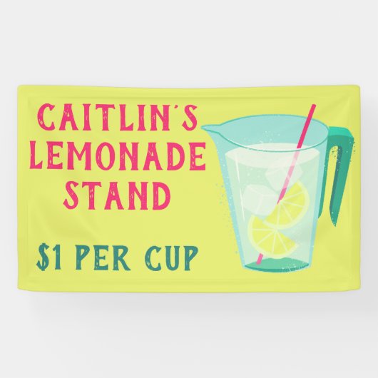 Personalisierte Kinderhelle Limonade-Stand-Fahne Banner (Horizontal)