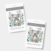 Personalisierte Kinderkrankenheilkunde Name Koala  Ausweis (Vorder- & Rückseite)