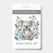 Personalisierte Kinderkrankenheilkunde Name Koala  Ausweis (Rückseite)