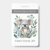 Personalisierte Kinderkrankenheilkunde Name Koala  Ausweis (Vorderseite)
