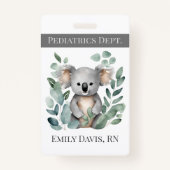 Personalisierte Kinderkrankenheilkunde Name Koala Ausweis (Vorderseite)