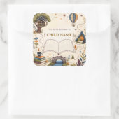 Personalisierte Kinderlesebuchplatte Quadratischer Aufkleber (Tasche)
