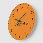 Personalisierte Kinderorange Große Wanduhr (Winkel)
