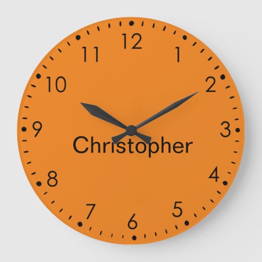 Personalisierte Kinderorange Große Wanduhr (Vorderseite)