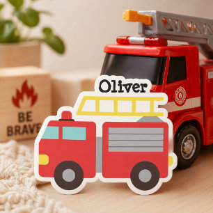 Personalisierte Kinderrote-Feuerwehrauto-Aufkleber Aufkleber