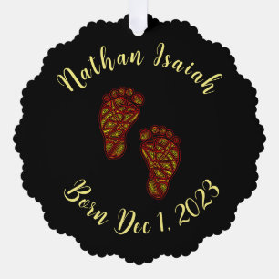 Personalisierte Kinderspuren (Foto auf der Rücksei Ornament Karte