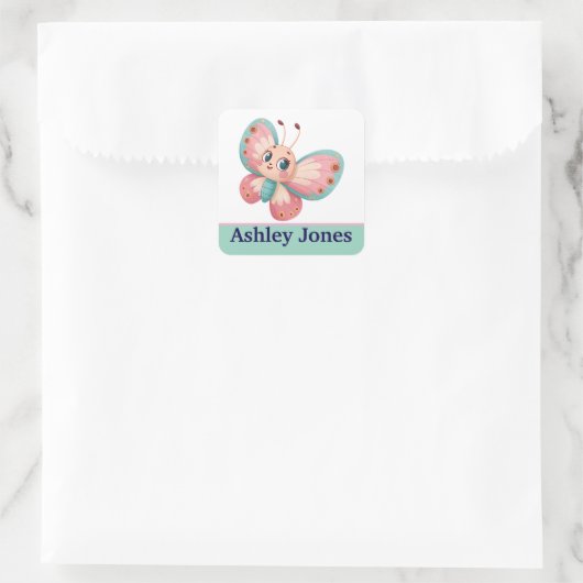 Personalisierte Kindersticker bunt Quadratischer Aufkleber (Tasche)