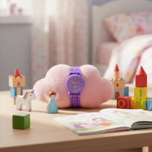 Personalisierte Kindertaschenuhr aus Lavendel  Armbanduhr