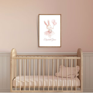 Personalisierte Kinderzimmer-Wandkunst Pink Baller Poster