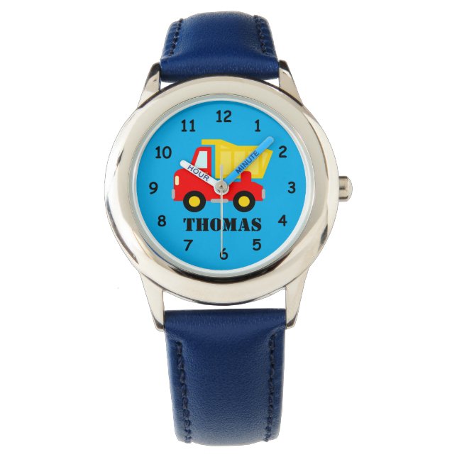 Personalisierte Kindsuhr mit Kipper-Design Armbanduhr (Vorderseite)