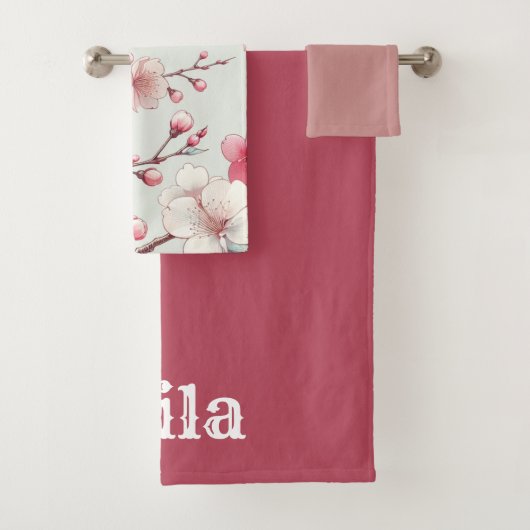 Personalisierte Kirschblüte Badhandtuch Set (Insitu)