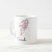 Personalisierte Kirschblüte mit individuellem Name Kaffeetasse (Vorderseite Links)