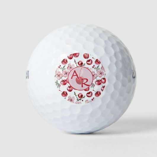 Personalisierte Kirschblüte und Monogramm Golfball (Vorderseite)