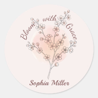 Personalisierte Kirschblüten-Blumen mit individuel Runder Aufkleber