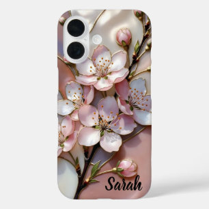 Personalisierte Kirschblüten-Handyhülle Floral iPhone 16 Hülle