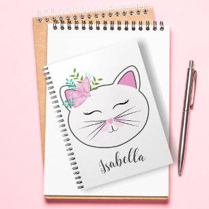 Personalisierte Kitty mit rosa Schmetterling Notizblock