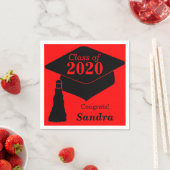 Personalisierte Klasse 2024 Red Black Serviette (Beispiel)