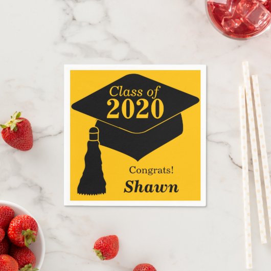 Personalisierte Klasse 2024 Schwarzes Gold Serviette (Beispiel)