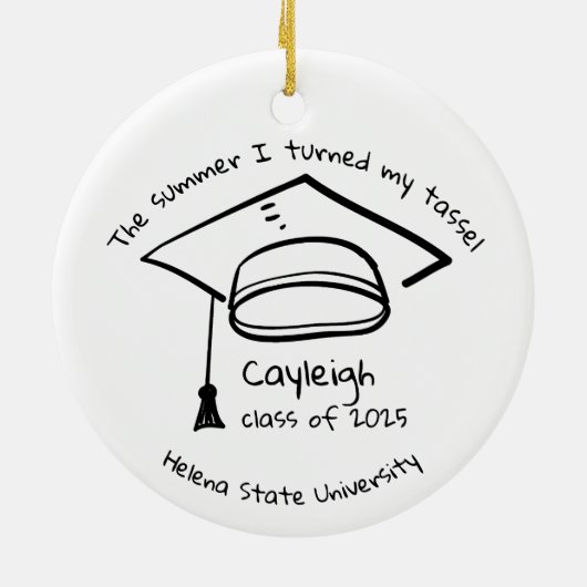 Personalisierte Klasse 2025 Abschluss Keepake Keramik Ornament (Hinten)
