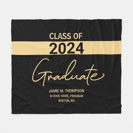 Personalisierte Klasse des Black Gold Abschlüsse 2 Fleecedecke (Vorderseite (Horizontal))