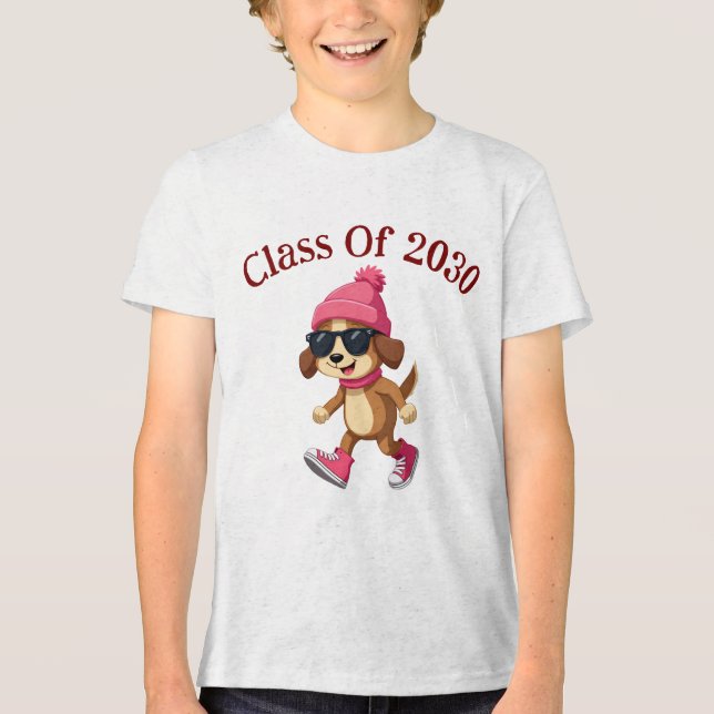 Personalisierte Klasse von 2030 Tri-Blend Shirt (Vorderseite)