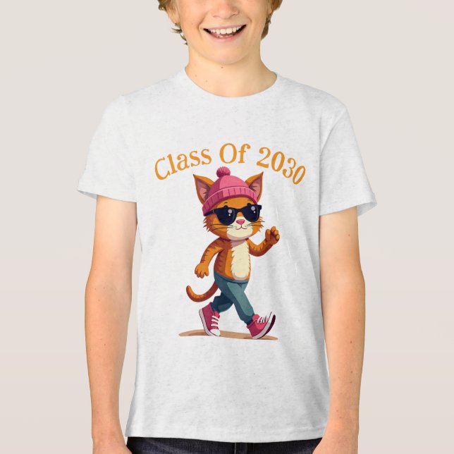 Personalisierte Klasse von 2030 Tri-Blend Shirt (Vorderseite)
