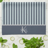 Personalisierte klassische Blues Gestreifte Küchen Geschirrtuch (Gefaltet)