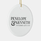 Personalisierte klassische Elegante Schwarz-weiße  Keramik Ornament (Rechts)