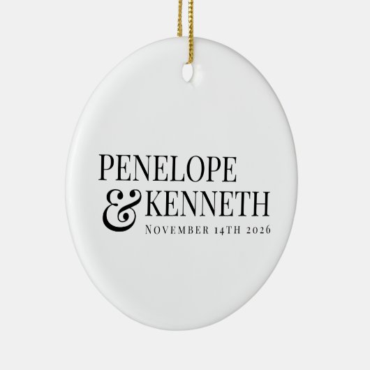 Personalisierte klassische Elegante Schwarz-weiße Keramik Ornament (Rechts)