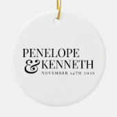 Personalisierte klassische Elegante Schwarz-weiße Keramik Ornament (Vorne)