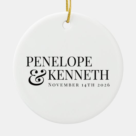 Personalisierte klassische Elegante Schwarz-weiße  Keramik Ornament (Vorne)