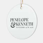 Personalisierte klassische Elegante Schwarz-weiße  Keramik Ornament (Links)