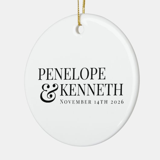 Personalisierte klassische Elegante Schwarz-weiße  Keramik Ornament (Links)