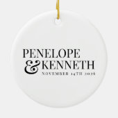 Personalisierte klassische Elegante Schwarz-weiße  Keramik Ornament (Hinten)