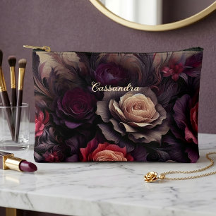 Personalisierte klassische gothische Rose Kosmetik Zubehörtasche