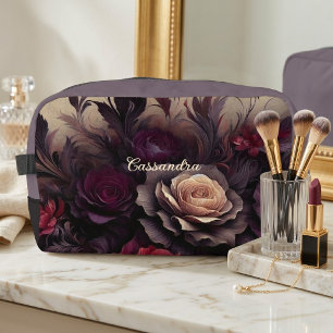 Personalisierte klassische gotische Rosen-Reisekos Waschbeutel