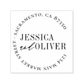 Personalisierte klassische Hochzeitsrunde Rücksend Permastempel (Design)