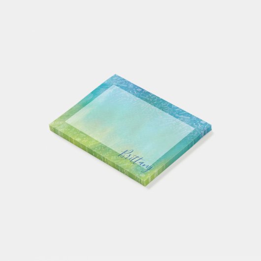 Personalisierte klassische Musikkomponisten Blue G Post-it Klebezettel (angewinkelt)