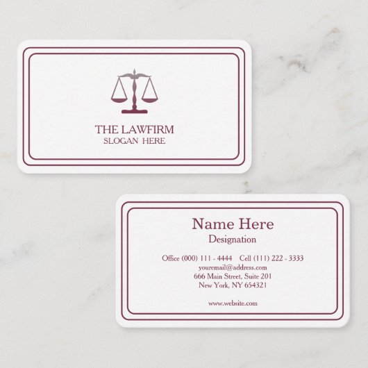 Personalisierte Klassische Rechtssprechung Visitenkarte (Vorne/Hinten)