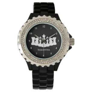 Personalisierte klassische Schachfiguren Queen Armbanduhr