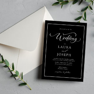 Personalisierte klassische Schwarz-Weiß-Hochzeit Einladung