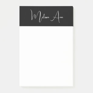 Personalisierte klassische schwarze weiße Schrift Post-it Klebezettel