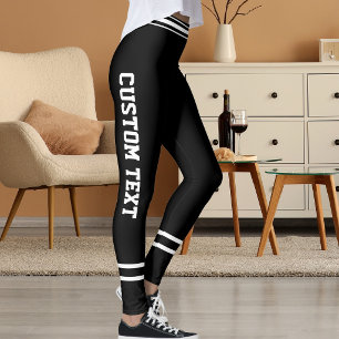 Personalisierte klassische süße schwarz-weiß gestr leggings