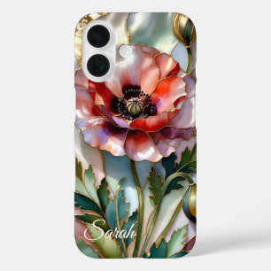 Personalisierte Klatschmohn-Blumen-Handyhülle Flor iPhone 16 Hülle