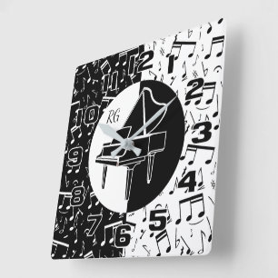 Personalisierte Klaviermusik Quadratische Wanduhr