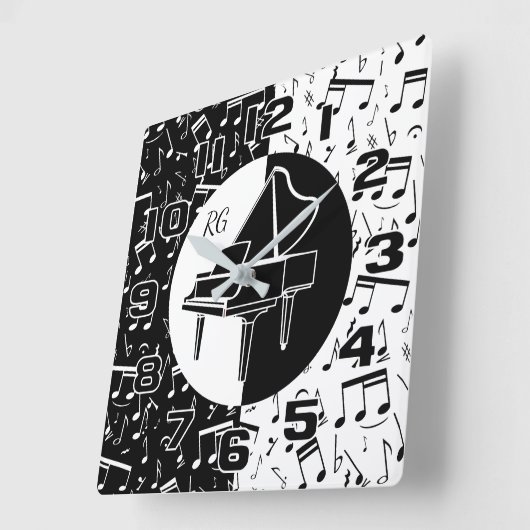 Personalisierte Klaviermusik Quadratische Wanduhr (Winkel)