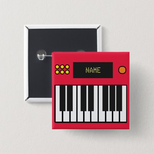 Personalisierte Klaviermusik Rot Button (Vorne & Hinten)